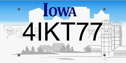 4IKT77 Iowa License Plate