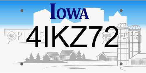 4IKZ72 Iowa License Plate