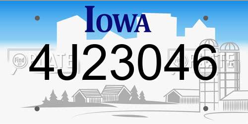 4J23046 Iowa License Plate