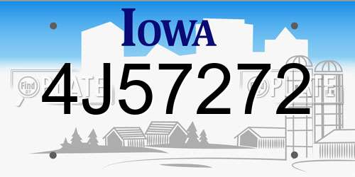 4J57272 Iowa License Plate
