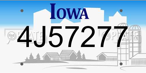 4J57277 Iowa License Plate