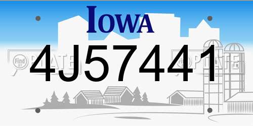 4J57441 Iowa License Plate