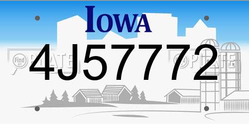 4J57772 Iowa License Plate