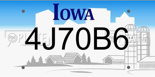 4J70B6 Iowa License Plate