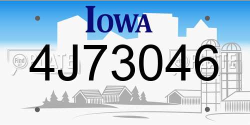 4J73046 Iowa License Plate