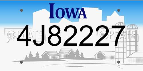 4J82227 Iowa License Plate