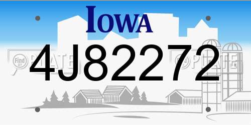 4J82272 Iowa License Plate