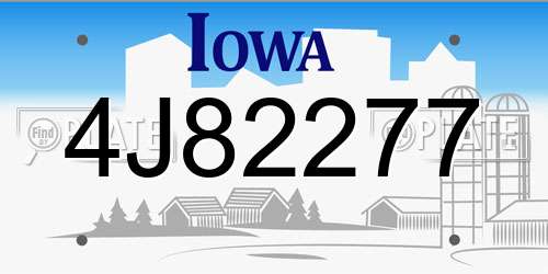 4J82277 Iowa License Plate