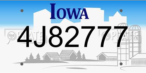 4J82777 Iowa License Plate