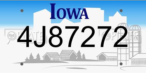 4J87272 Iowa License Plate