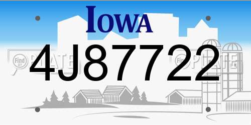 4J87722 Iowa License Plate