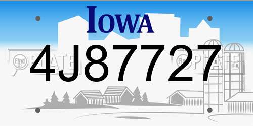 4J87727 Iowa License Plate