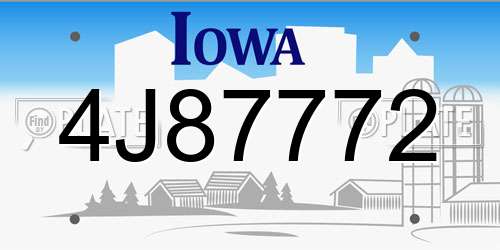 4J87772 Iowa License Plate