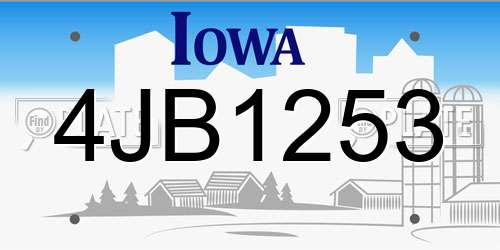 4JB1253 Iowa License Plate