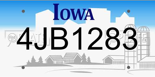 4JB1283 Iowa License Plate