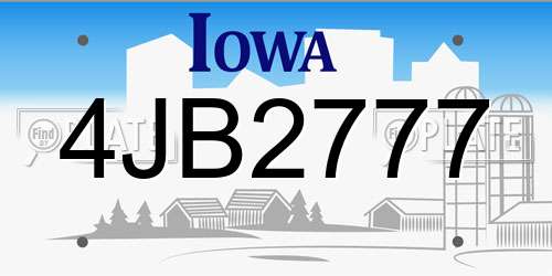 4JB2777 Iowa License Plate