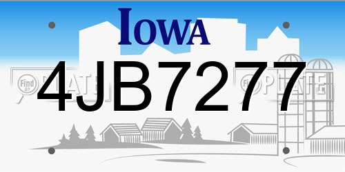 4JB7277 Iowa License Plate