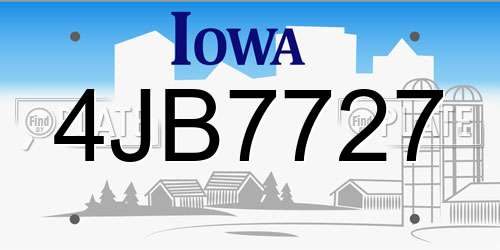 4JB7727 Iowa License Plate