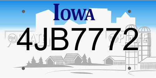 4JB7772 Iowa License Plate