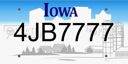 4JB7777 Iowa License Plate