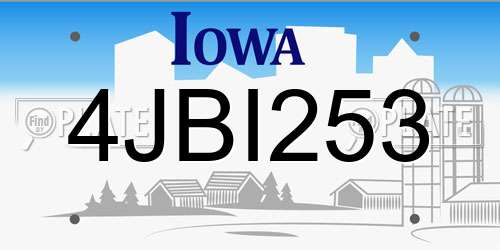 4JBI253 Iowa License Plate