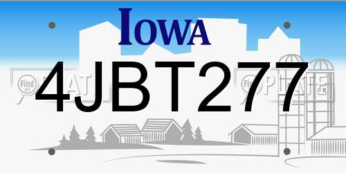 4JBT277 Iowa License Plate