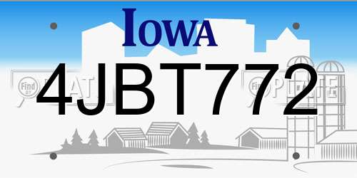 4JBT772 Iowa License Plate