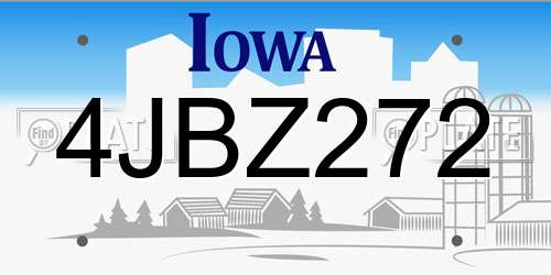 4JBZ272 Iowa License Plate
