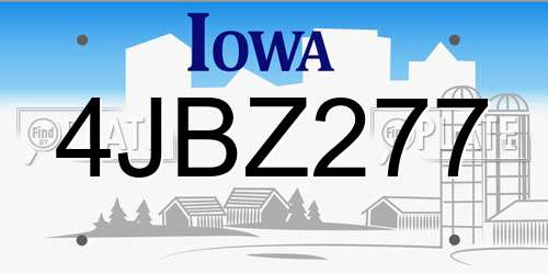 4JBZ277 Iowa License Plate
