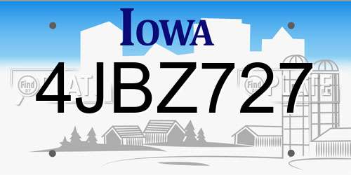 4JBZ727 Iowa License Plate