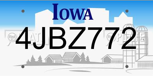 4JBZ772 Iowa License Plate