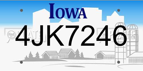 4JK7246 Iowa License Plate