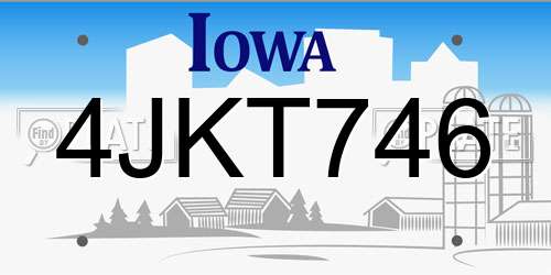 4JKT746 Iowa License Plate