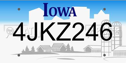 4JKZ246 Iowa License Plate