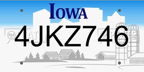 4JKZ746 Iowa License Plate