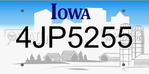 4JP5255 Iowa License Plate