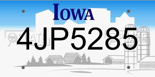 4JP5285 Iowa License Plate