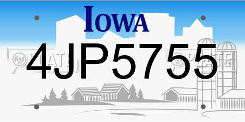 4JP5755 Iowa License Plate
