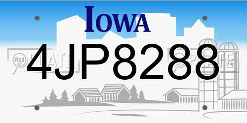 4JP8288 Iowa License Plate