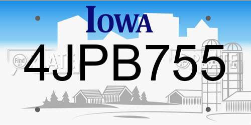 4JPB755 Iowa License Plate
