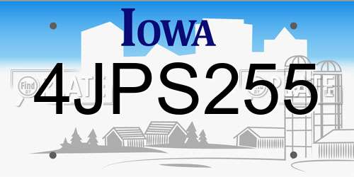 4JPS255 Iowa License Plate