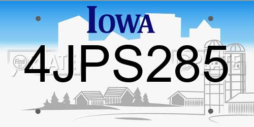 4JPS285 Iowa License Plate