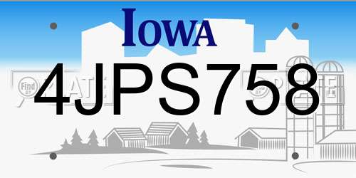 4JPS758 Iowa License Plate