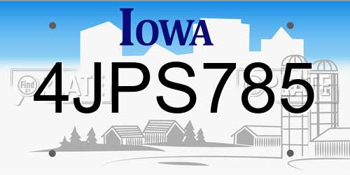 4JPS785 Iowa License Plate