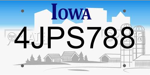 4JPS788 Iowa License Plate