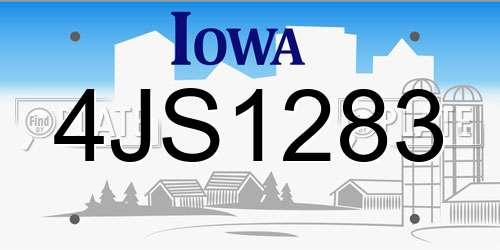 4JS1283 Iowa License Plate