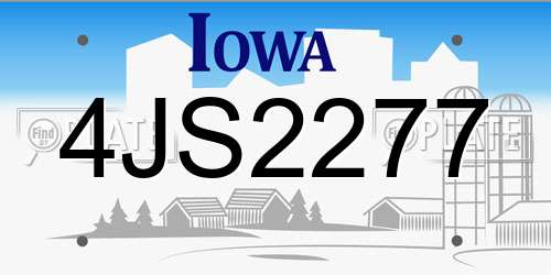 4JS2277 Iowa License Plate