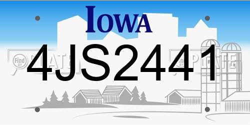 4JS2441 Iowa License Plate
