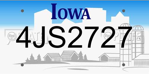 4JS2727 Iowa License Plate