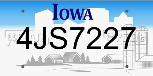 4JS7227 Iowa License Plate